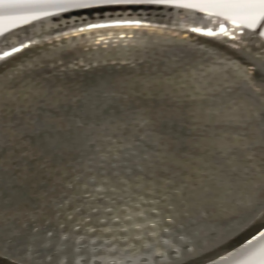 Round Hammered Metal Serving Tray
